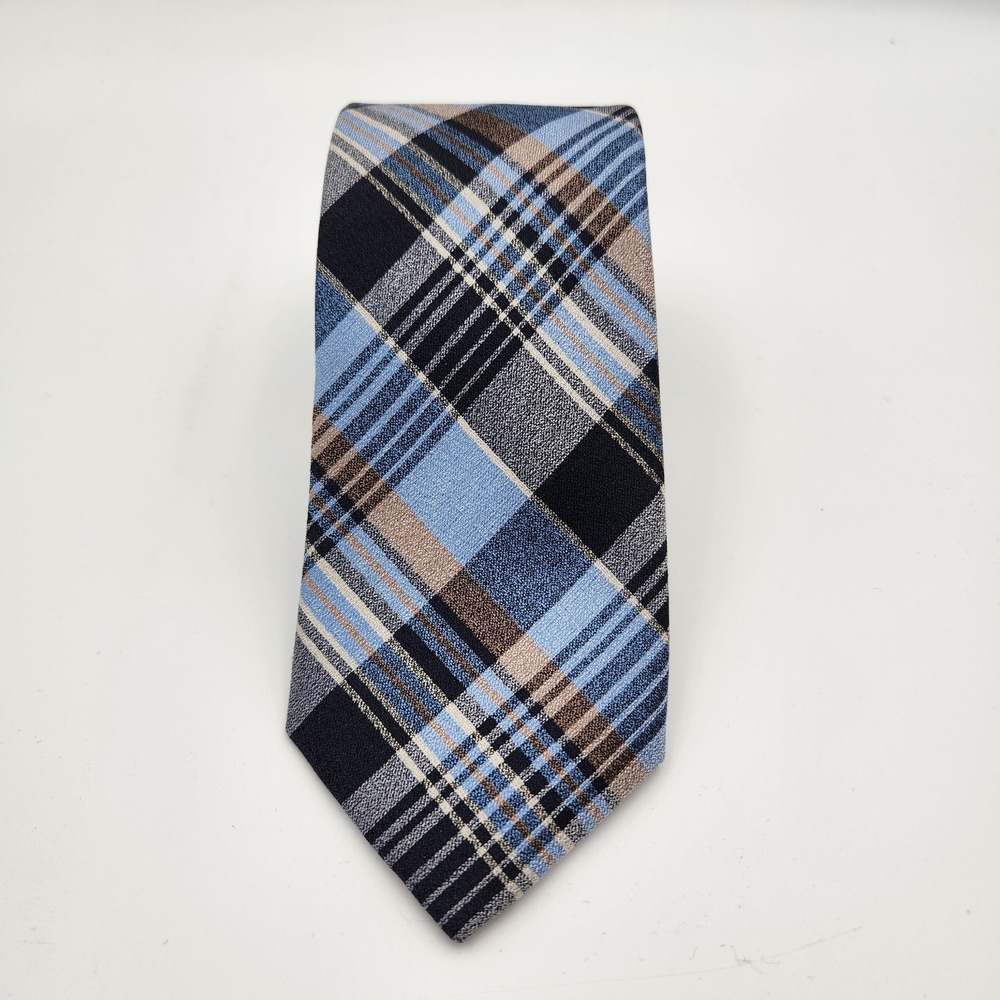 Jos. A. Bank 1905 Mens Multi Plaid Woven Silk Adjustable Formal Pointed Neck Tie